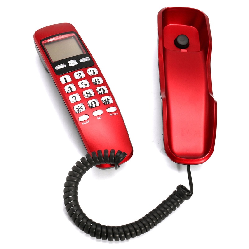 Desktop Landline Phone Wall Mounted Fixed Telephone FSK/DTMF Caller Corded Phone LCD Screen for Home Office Hotels