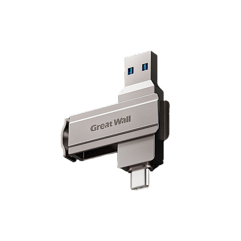 Great Wall U306 Type-C&USB3.1 Flash Drive Dual Metal Interface 360 Rotation A+ Chip 32G/64G/128G/256G Portable Memory U Disk for Phone Tablet TV