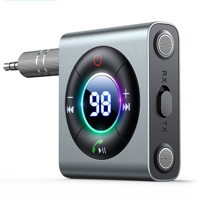 Joyroom 2 in 1 bluetooth 5.3 AUX Adapter Transceiver Dual Mic ENC Noise Cancelling LED Digital Display 3.5mm Adapter Player