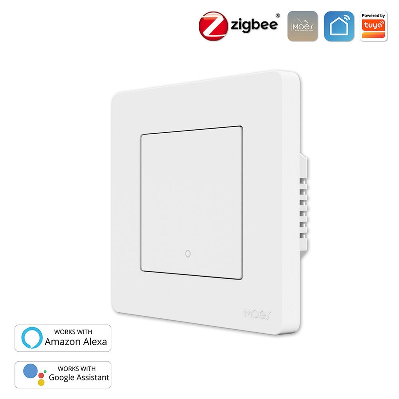 MoesHouse Tuya Smart Zigbe3.0 Push Button Switch 1Gang Remote Smart Life APP Control Timing Function Voice Control Work with Alexa Google