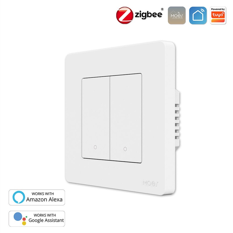 MoesHouse Tuya Smart Zigbe3.0 Push Button Switch 2Gang Remote Smart Life APP Control Timing Function Voice Control Work with Alexa Google