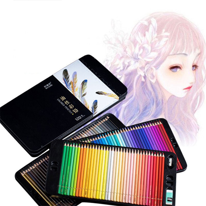 NYONI 36/48/72/120 Colors Professional Oil Color Pencil Set Hand-Painted Sketching Pen Stationery for School Office Art Supplies