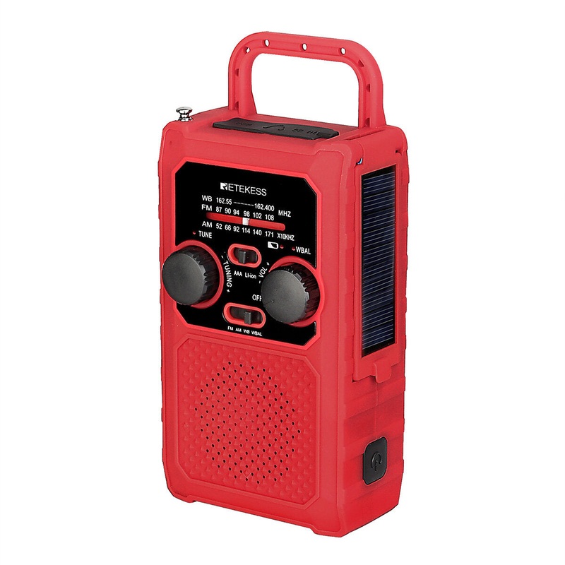 Retekes TR201 Portable Radio FM AM SOS Emergency Radio LED Lighting Hand Crank Solar Radio Receiver For Camping Outdoors