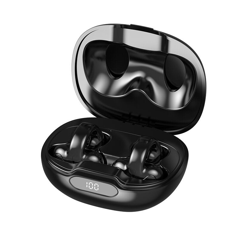S518 True Bone Conduction Earphone bluetooth 5.3 HiFi Stereo Bass Intelligent Noise Reduction HD Calls LED Digital Display Touch Control Ear-clip Sports Earphone