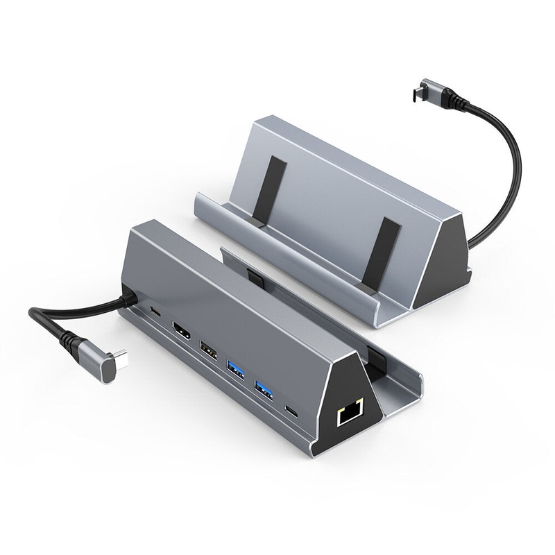 Steam Deck Docking Station TV Base Stand 7 in 1 Hub Aluminum Alloy Holder Dock 60Hz HDMI-compatible USB-C For Steam Deck Console