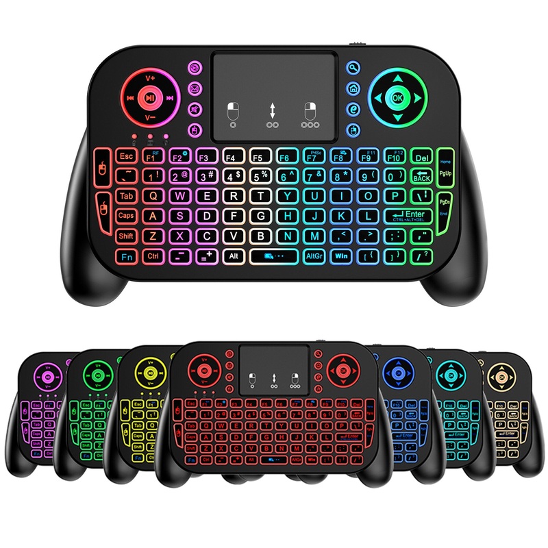V8 Mini keyboard Dual-Mode Handle Keyboard Three-Color Backlight Air Mouse for PC Android TV Box