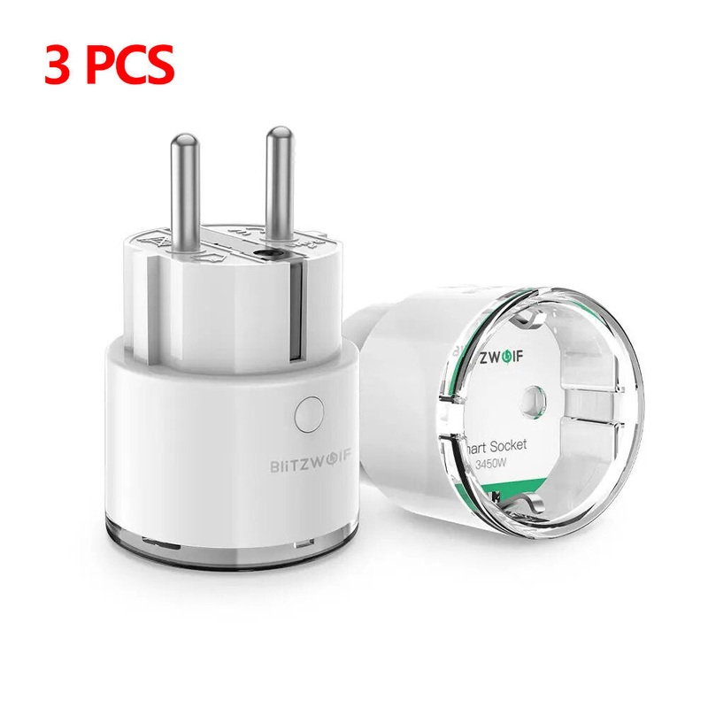 [3PCS] BlitzWolf BW-SHP6 Pro 15A 3450W WiFi Smart Plug Wireless Power Socket Outlet Energy Monitoring No Hub Required App Remote Control Voice Control Works With Amazon Alexa and Google Assistant