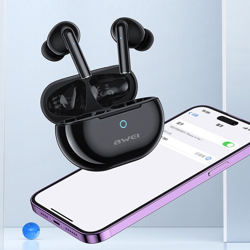 AWEI T61 TWS Earbuds bluetooth Earphone Dual Microphone ENC Noise Cancelling Headphones Sports Portable Earphone