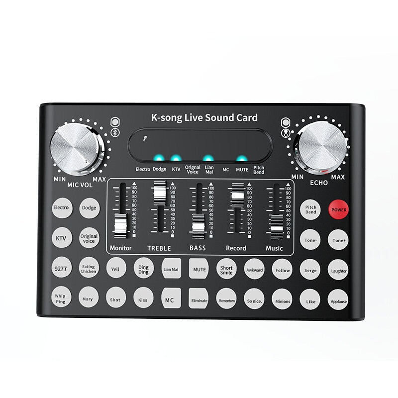 F007 bluetooth Sound Card Set High-fidelity Intelligent Noise Reduction Voice Change Ambient Sound Condenser Microphone Studio Kit for Karaoke Podcast Recording Live Streaming