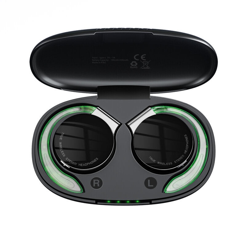 F2 TWS Earphone Wireless bluetooth Earhooks Portable Light Stereo Sports Earphones With Night Running Lights