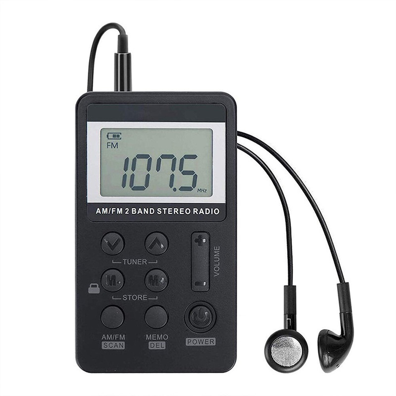 HRD-103 Mini Radio Portable AM/FM Dual Band Receiver Built-in DSP Chip HiFi Stereo LCD Display Rechargeable Pocket Radio