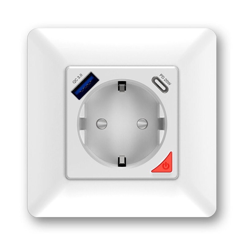 MoesHouse Tuya Smart WiFi EU Wall Socket with USB Type-C APP Remote Control Schedule Setting Overcurrent Protection Voice Control Work with Alexa Google Home