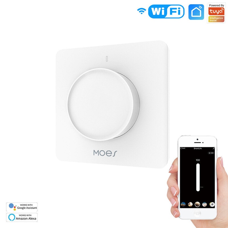 MoesHouse Tuya WiFi Smart Rotary Light Dimmer Switch APP Remote Control Schedule Setting Hands-free Voice Control Work with Alexa Google