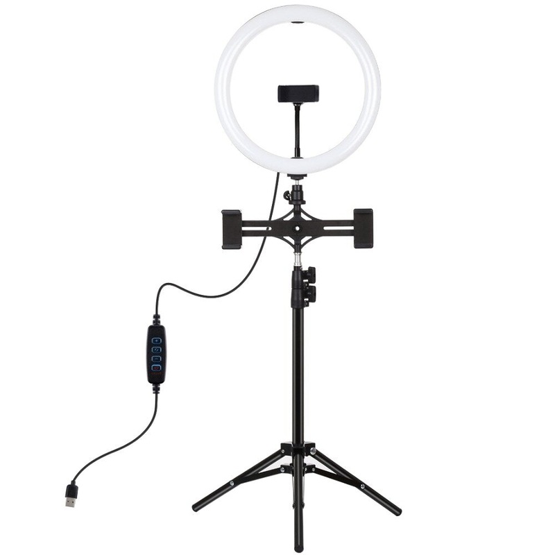 PULUZ PKT3064B 11.8 Inch Dimmable LED Video Ring Light with PU419 Tripod Stand for Youtube Tik Tok Live Streaming