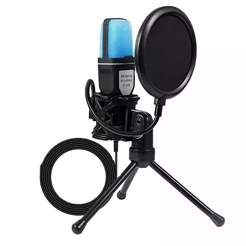 SF-666R USB Wired Microphone 360 Conventable Noise Reduction RGB Effect Streaming Recording Microphone