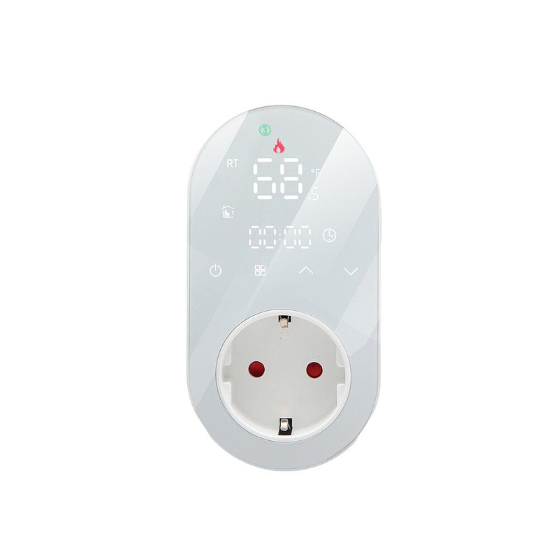 Tuya WiFi 16A Digital Thermostat Outlet EU Plug LED Touch Screen Timing Dual Temperature Controller Wireless APP Monitoring Voice Control Work with Alexa Google Home