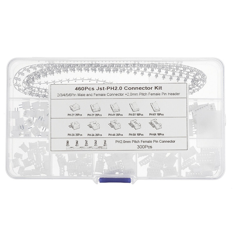 460PCS JST PH2.0/XH2.54 2/3/4 Pin Male and Female Header Connector Terminal Connector Set