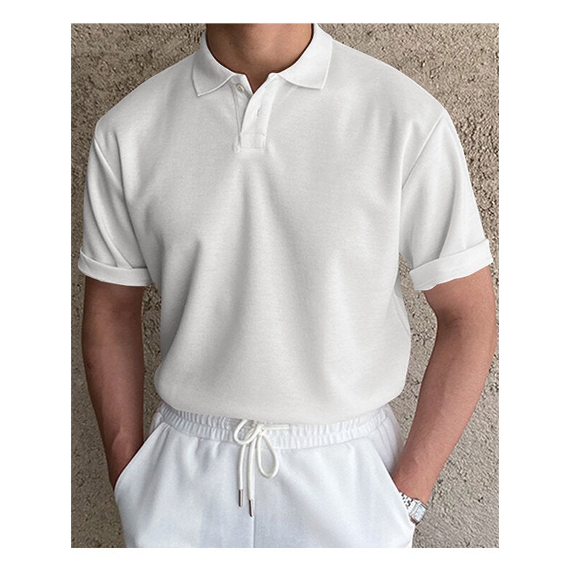 Mens Plain Short Sleeve Collared Casual Golf Tennis T-Shirt