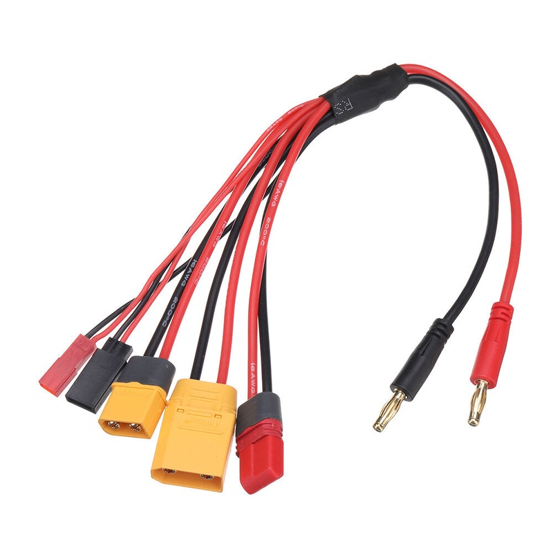 5in1 20cm 16AWG 4.0mm Banana Plug To XT60 XT90 T JST Plug Adapter Cable for IMAX B6 ISDT Charger
