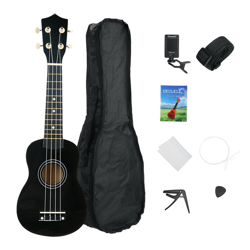 21 Inch Ukulele Kit Basswood Nylon 4 Strings Guitarra Acoustic Bass Guitar Musical Stringed Instrument for Beginners