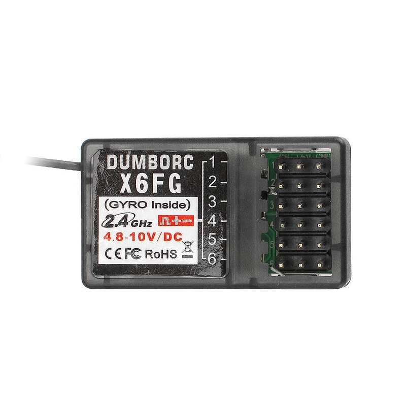 DUMBORC X6FG 2.4GHz 6CH RC Receiver with Gyro Sensitivity Adjustment for RC X6 Radio Transmitter Remote Controller