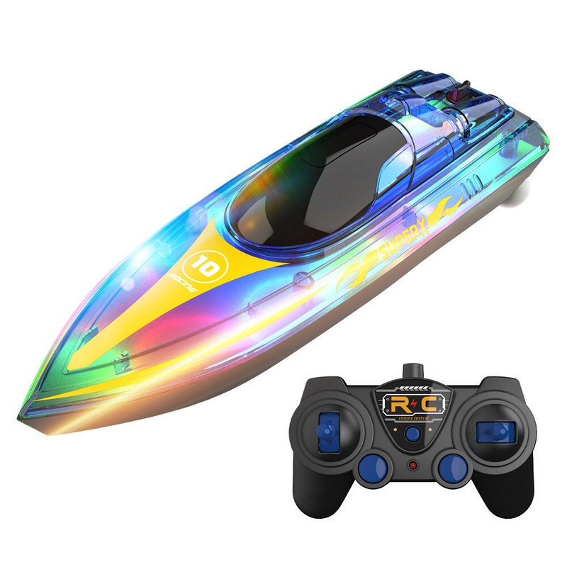 Flytec V555 2.4G 4CH RC Boat LED Lighting Water Mini Shipping Models Creative Pools Lakes Kids Children Toys 60 Minutes Playing