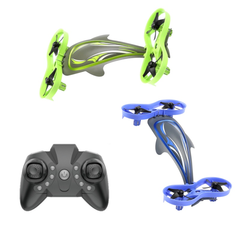 LH-X70 2.4G 4CH 3-in-1 Flying Air Water Boat Car Land Driving Mode 360 Rolling LED Colorful Lights RC Quadcopter RTF