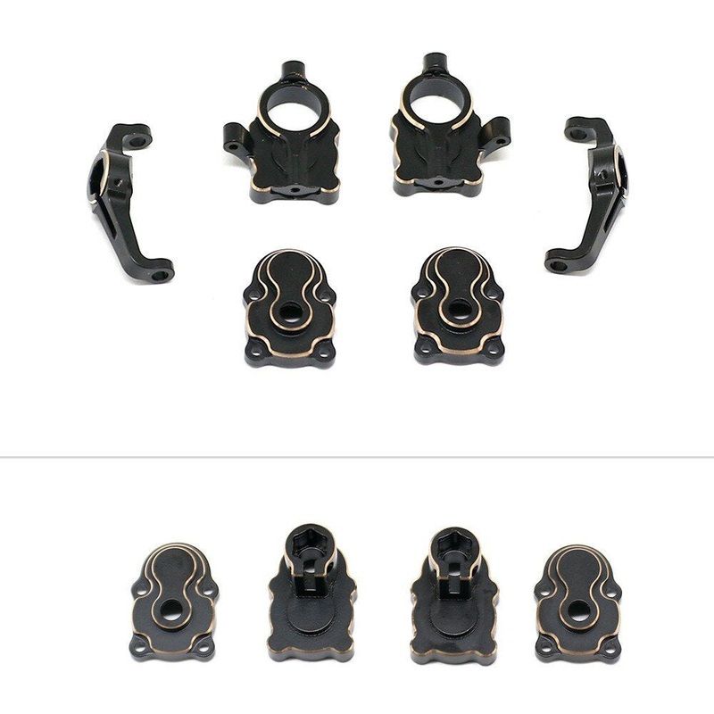 Upgraded Brass Steering Cup Rear Axle Seat C-Hub Front Rear Door Bridge Gear Cover Parts for FMS FCX24 1/24 RC Cars Vehicles Models