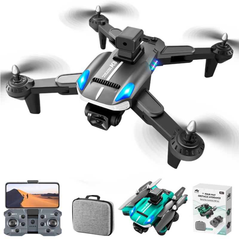 XKJ K8 WIFI FPV with 4K ESC Dual Camera Four-sided Obstacle Avoidance Optical Flow Positioning Foldable RC Drone Quadcopter