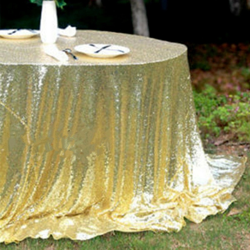 128x115cm Gold Sparkly Sequin Tablecloth Photo Backdrop Background Studio Prop
