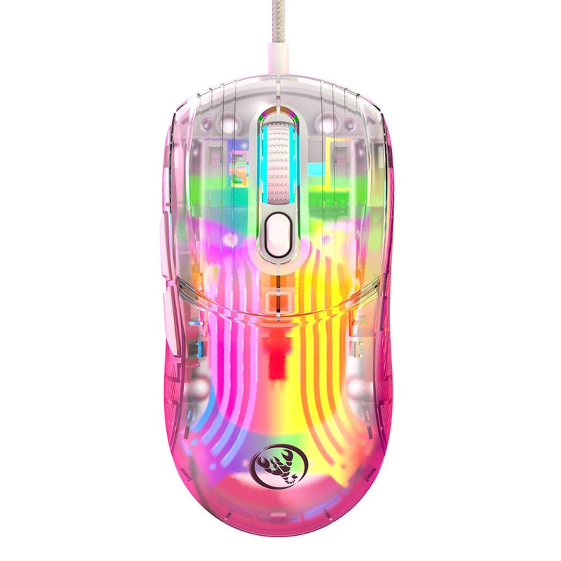HXSJ X400 Wired Transparent Gaming Mouse 1200/2400/3200/7200/9600/12800DPI RGB Lighting Mice with 7 Programmable Keys Ergonomics Gamer Mouse