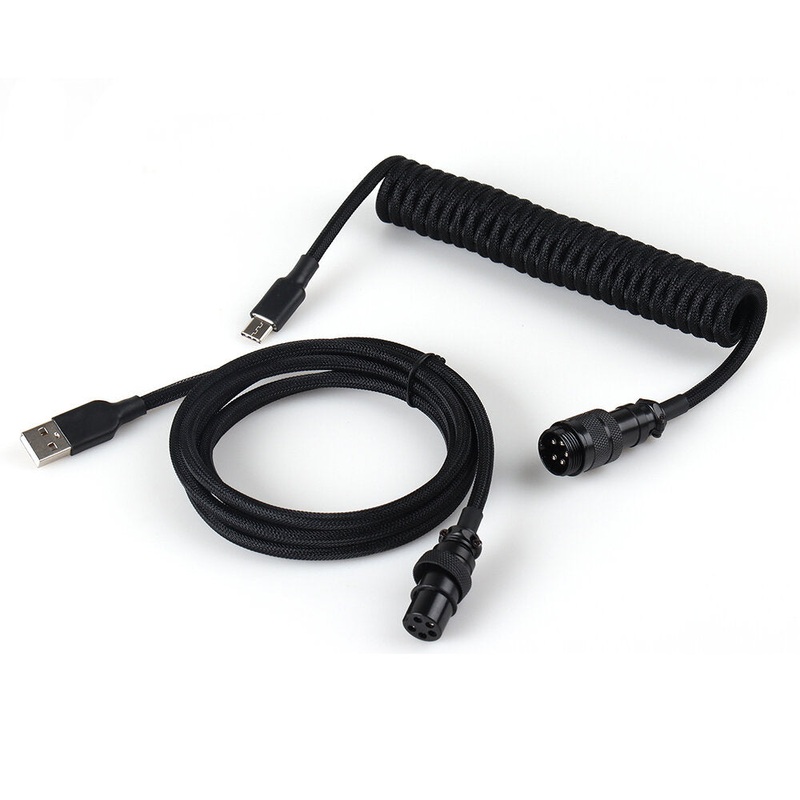 LANO Type-C Mechanical Keyabord USB Data Cable Detachable Aviation Coil Keyboard USB-C Coiled Cable