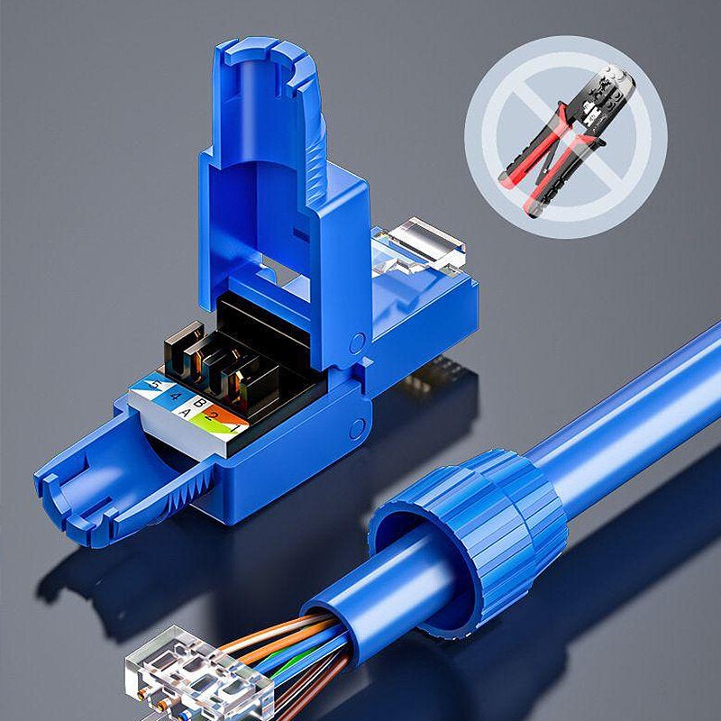 SAMZHE CAT5E/CAT6 RJ45 Connector Non-hit Network Crystal Head Thickened Gold-plated Unshielded Gigabit Network Cable Connector