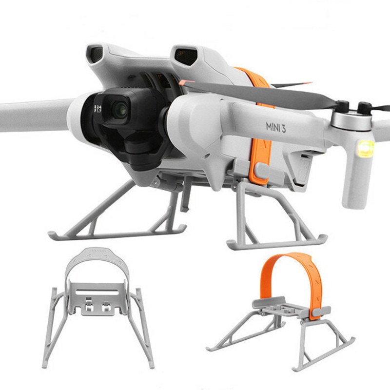BRDRC Extended Heighten Landing Gear Skid Support with Propeller Stabilizer Blade Holder Fixator Props Strap Protector for DJI Mini 3 / Mini 3 PRO RC Drone Quadcopter