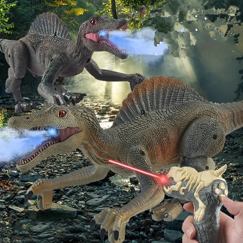 Children’s Five Channel Remote Control Spindback Dragon Sound Light Electric Light Tracking Induction Simulation Spray Mechanical Dinosaur Model Toy