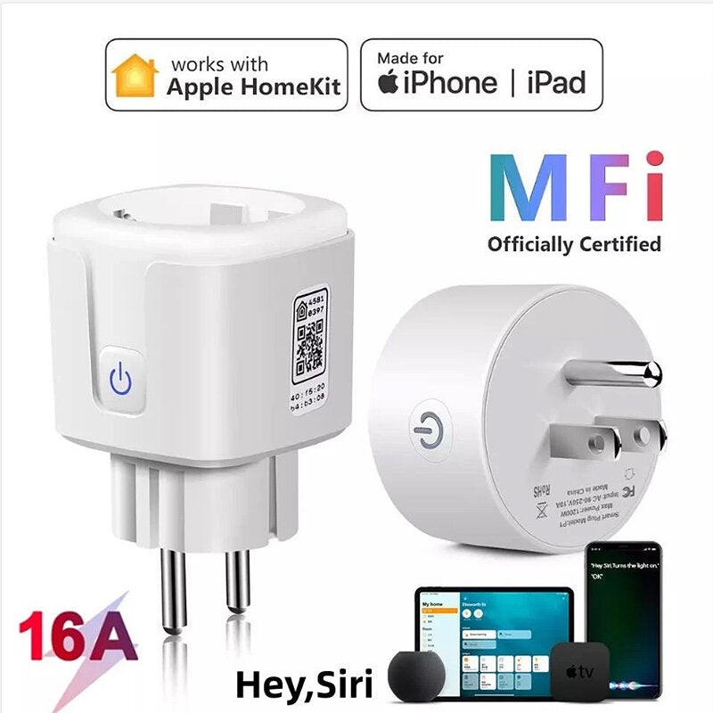 16A Homekit Smart WiFi Socket EU Plug Phone Remote Control Time Setting Voice Control with Siri Home Intelligent Switch