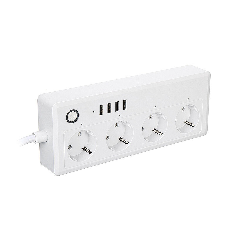 4 AC+4 USB Tuya Smart WiFi Switch Socket EU Plug Outlet App Timing Remote Control Support Alexa Google Home IFTTT Voice Control