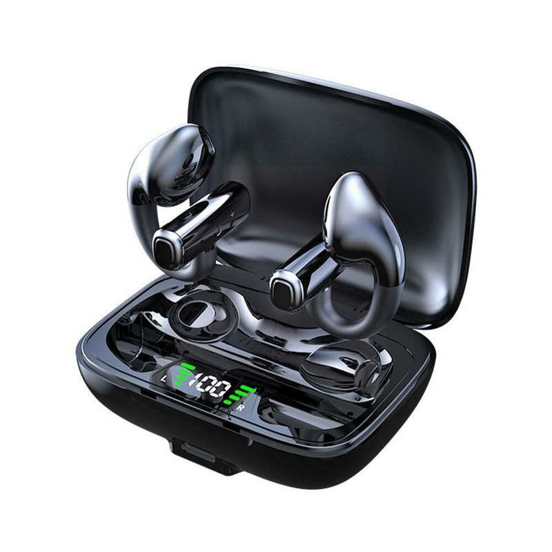 BT600 True Bone Conduction Earphone bluetooth 5.3 Earbuds LED Display HiFi Stereo CVC Noise Reduction IPX5 Waterproof LED Digital Display Earclips Sports Headphone