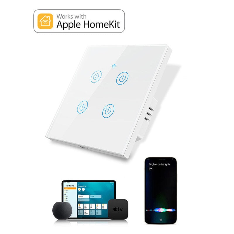 Homekit Smart WiFi Touch Panel Switch APP Remote Operation Timer Setting LED Sensor Light Voice Control with Alexa Google Home