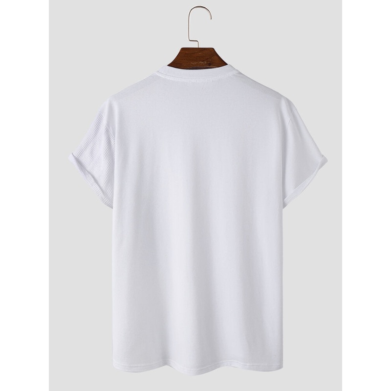 ChArmkpR Mens Abstract Print Patchwork Button Pocket Short Sleeve T-Shirts