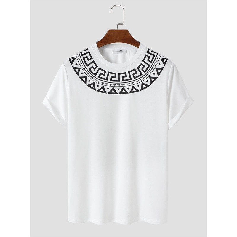 ChArmkpR Mens Geometric Tribal Stitching Short Sleeve Soft T-Shirts