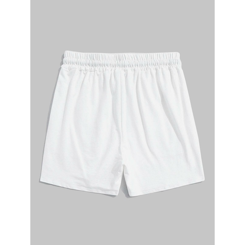 ChArmkpR Mens Japanese Wave Ukiyoe Print Drawstring Waist Shorts