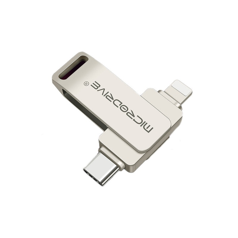 Microdrive TLO21 USB3.0 Flash Drive Type-C&iP Dual Interface 360 Rotation 64G/128G/256G High-speed Data Transmission for Laptop Phone Computer