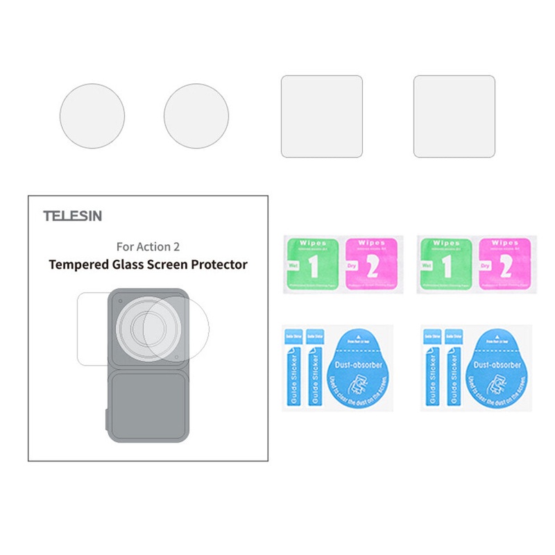 Telesin Lens Screen HD Explosion-proof Anti-scratch Protective Tempered Film for DJI Action2 Sport Camera Accessories