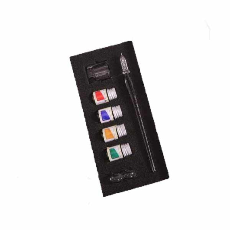Threaded Glass Signature Ballpoint Pen with Glass Enamel Seven Piece Suit – Simple