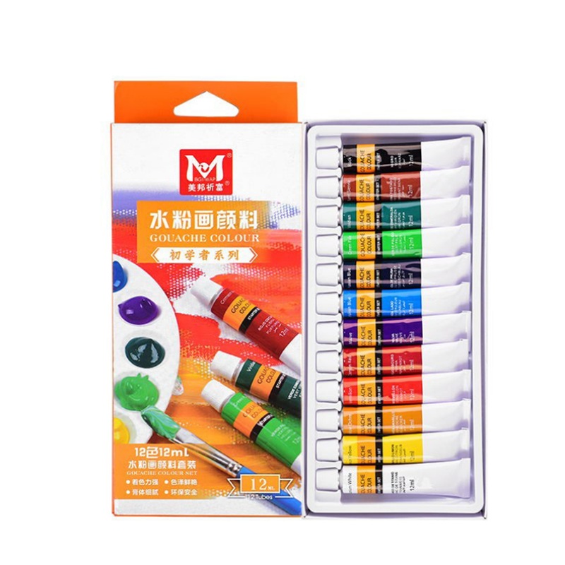 12/18 Colors 6ML Water Color Gouache Painting Pigment Art Painting Drawing Pigments Beginner Art Painting Pigment with 11 Tools