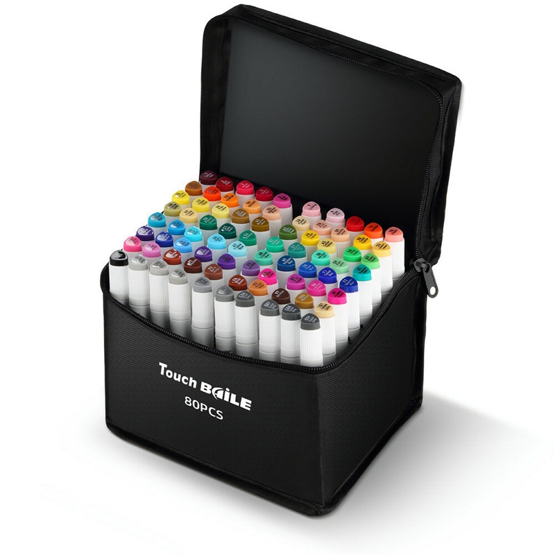 30/40/60/80 Colors Double Head Marker Set Painting Art Oil Marker Set Stationery Drawing Art Marker Paint Brush Supplies