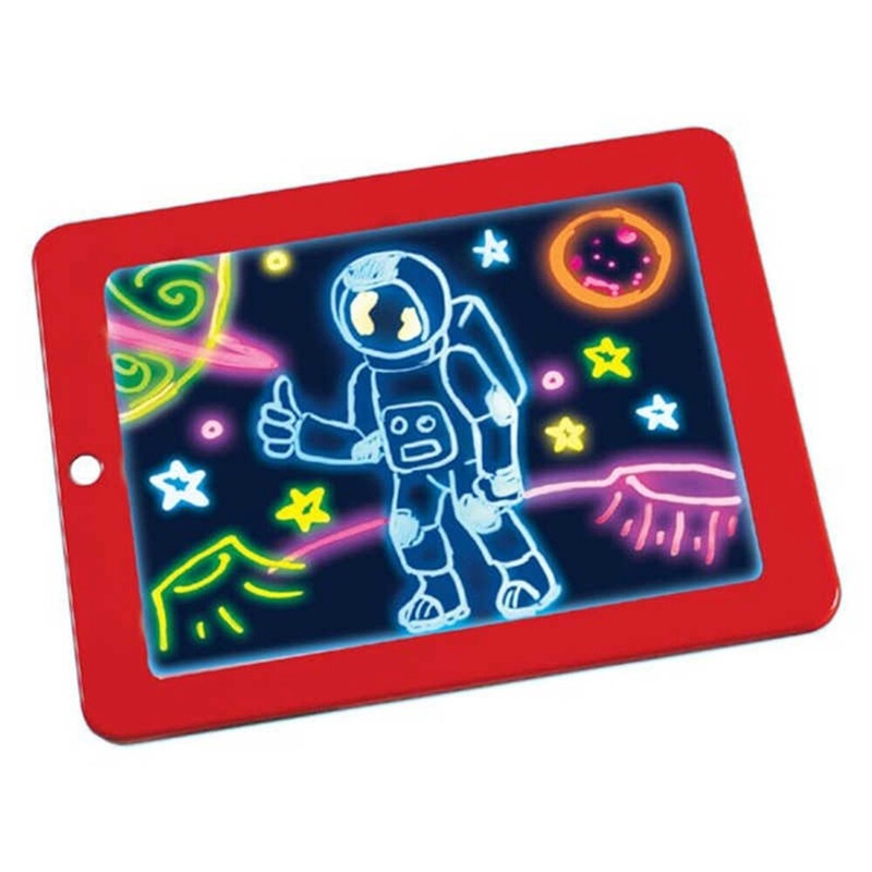 3D Drawing Board LED Writing Tablet Board For Plastic Creative Art With Pen Brush Children Clipboard Gift Set – Red