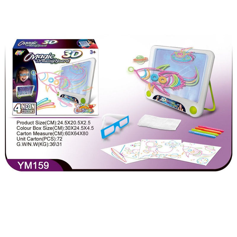 3D Magic Drawing Tablet for Kids with LED Writing Board – Pad Children Gifts