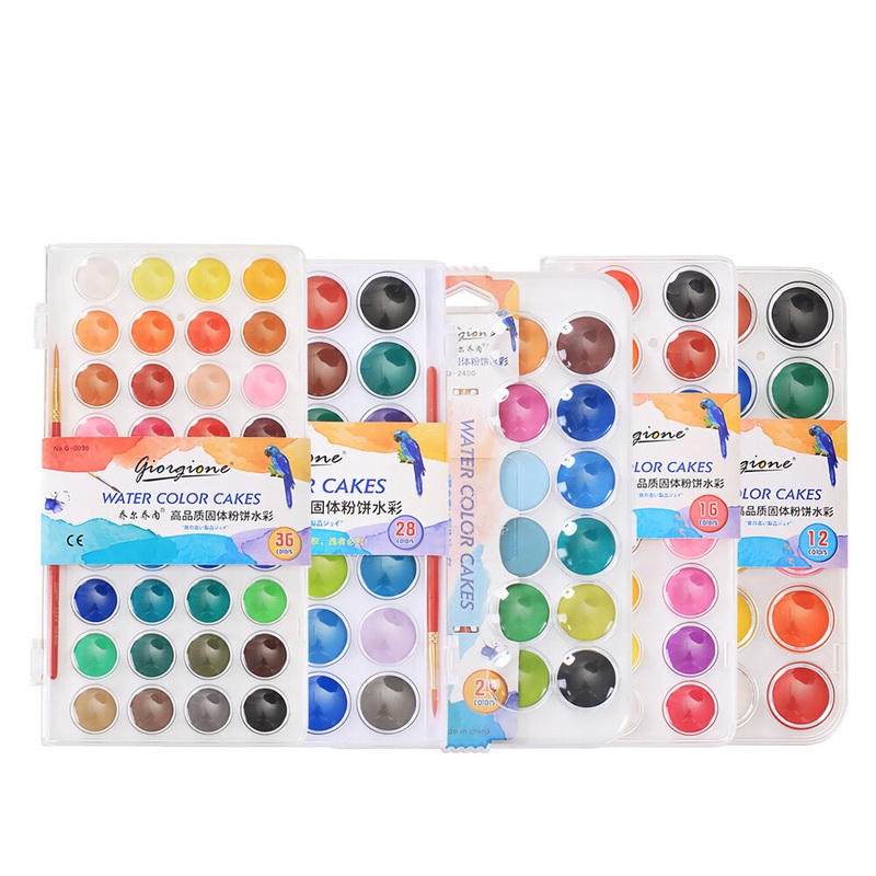 Giorgione Solid Watercolor Pigment Paint Set With Wooden Pole Brush Pen Portable Watercolor Gouache Pigments Art Stationery